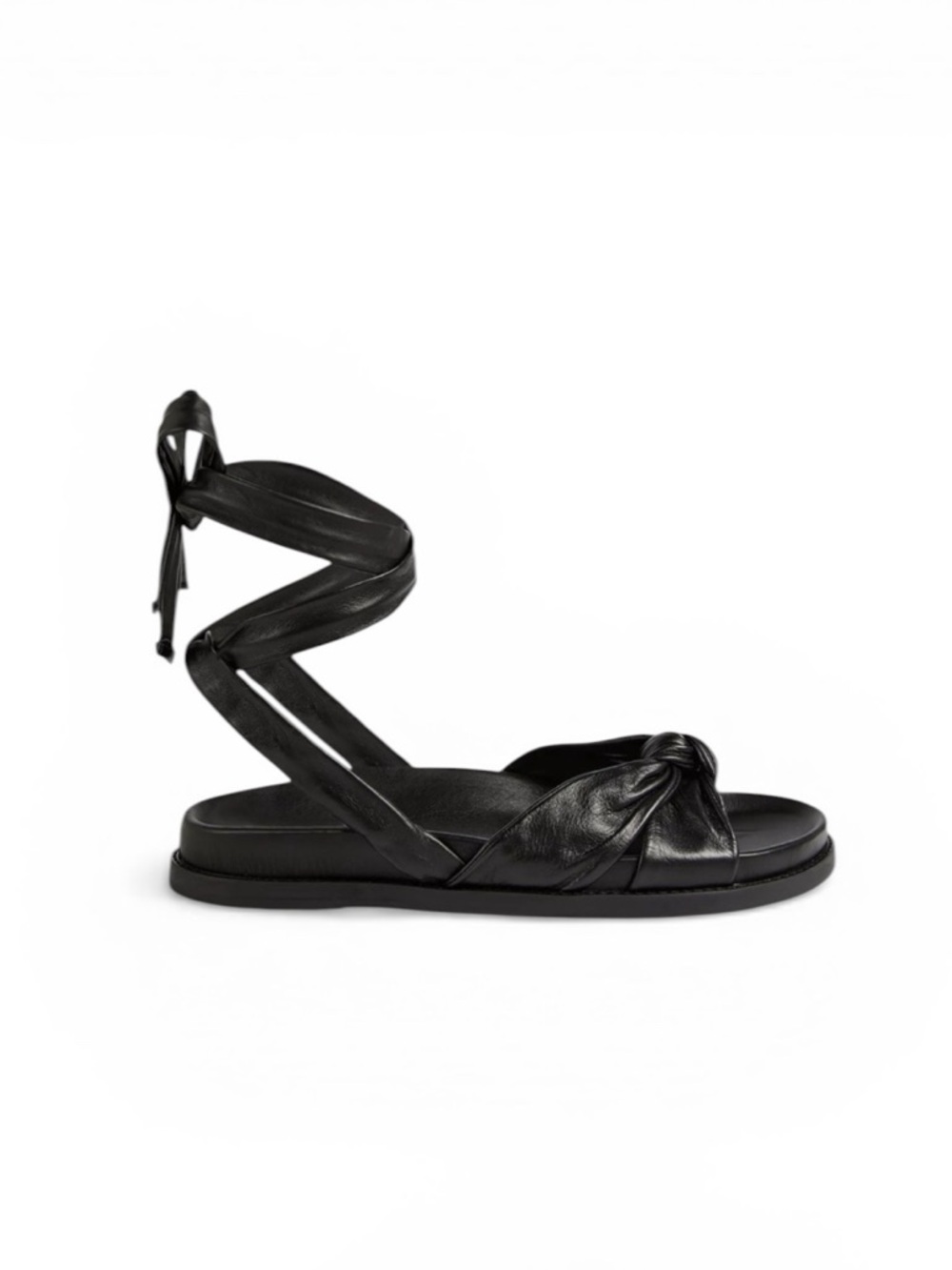 TED BAKER Pilford Knot-detail Leather Sandals Black Sz 39.5